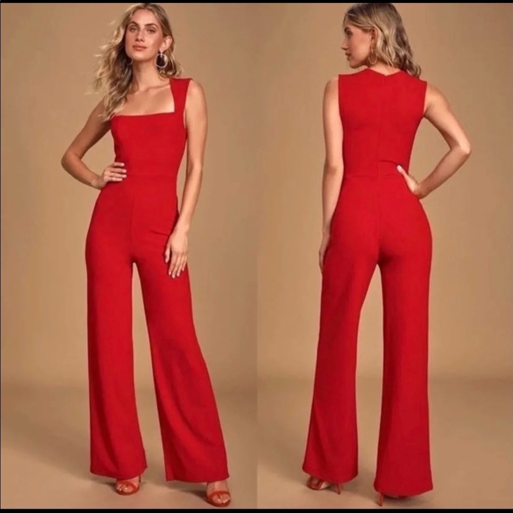 Lulu’s - Enticing Endeavors Red Jumpsuit